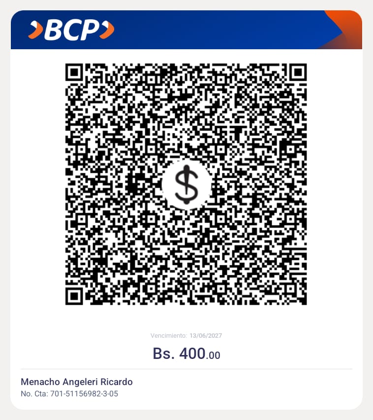 Código QR para realizar el pago